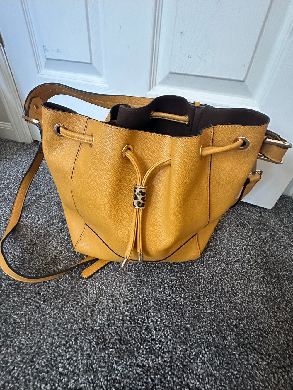 hotter Mustard Yellow Drawstring Bucket Shoulder Bag